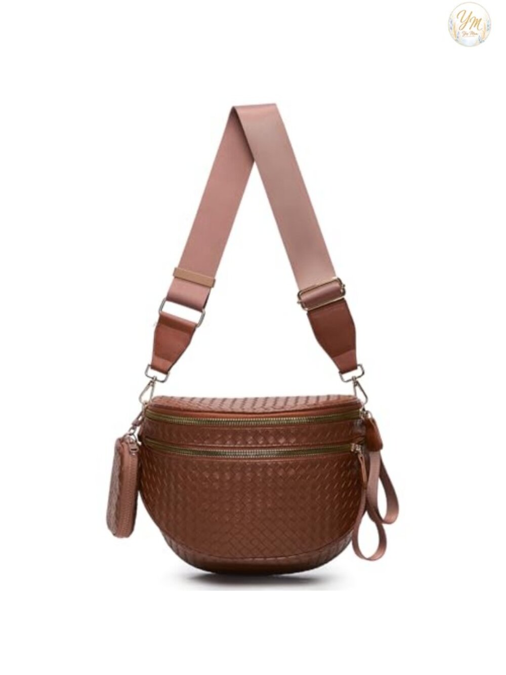 Woven Vegan Leather Bum Bag Crossbody Fanny Pack with Detachable Coin Purse